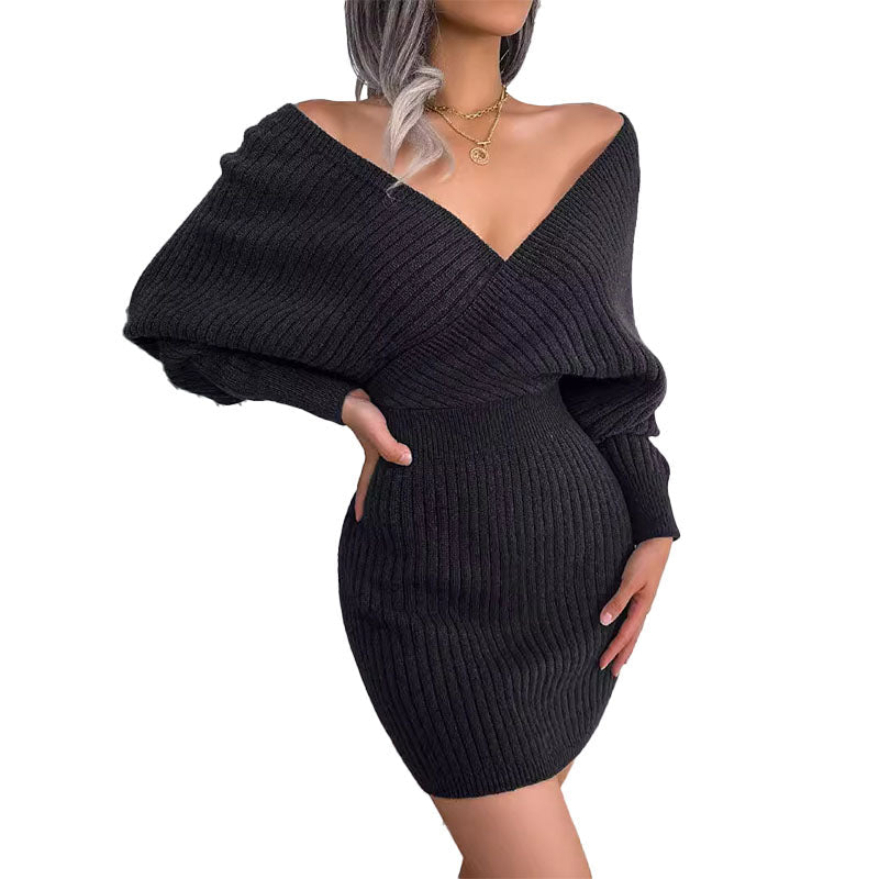 Vestido Corto de Punto Hombros Descubiertos