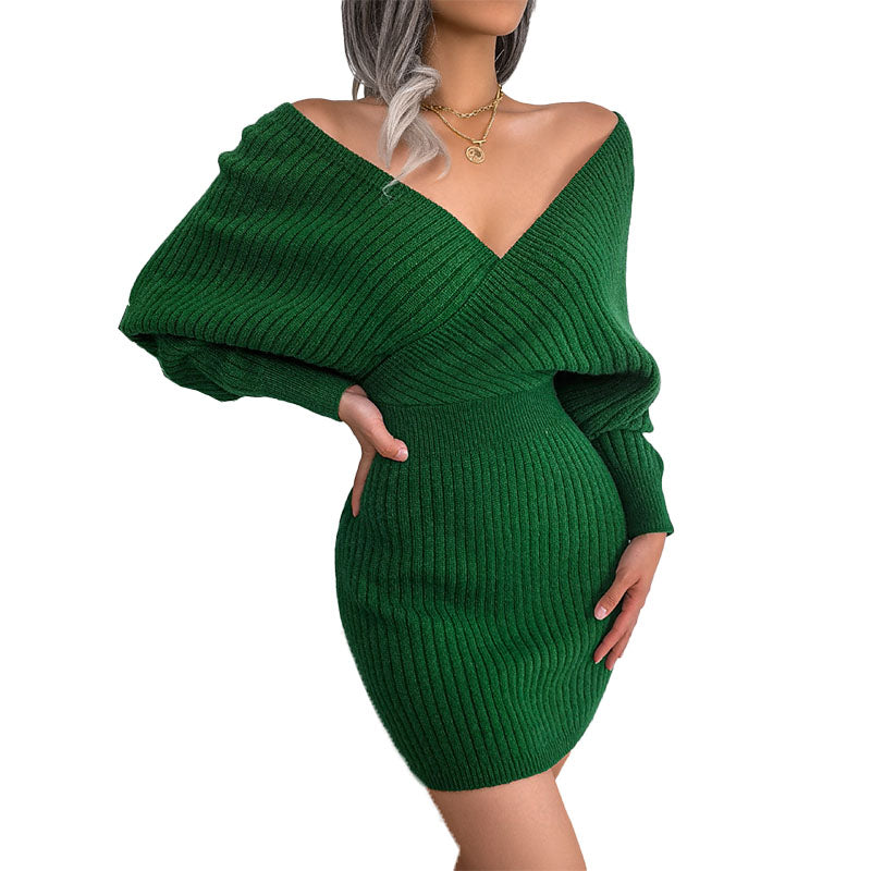 Vestido Corto de Punto Hombros Descubiertos