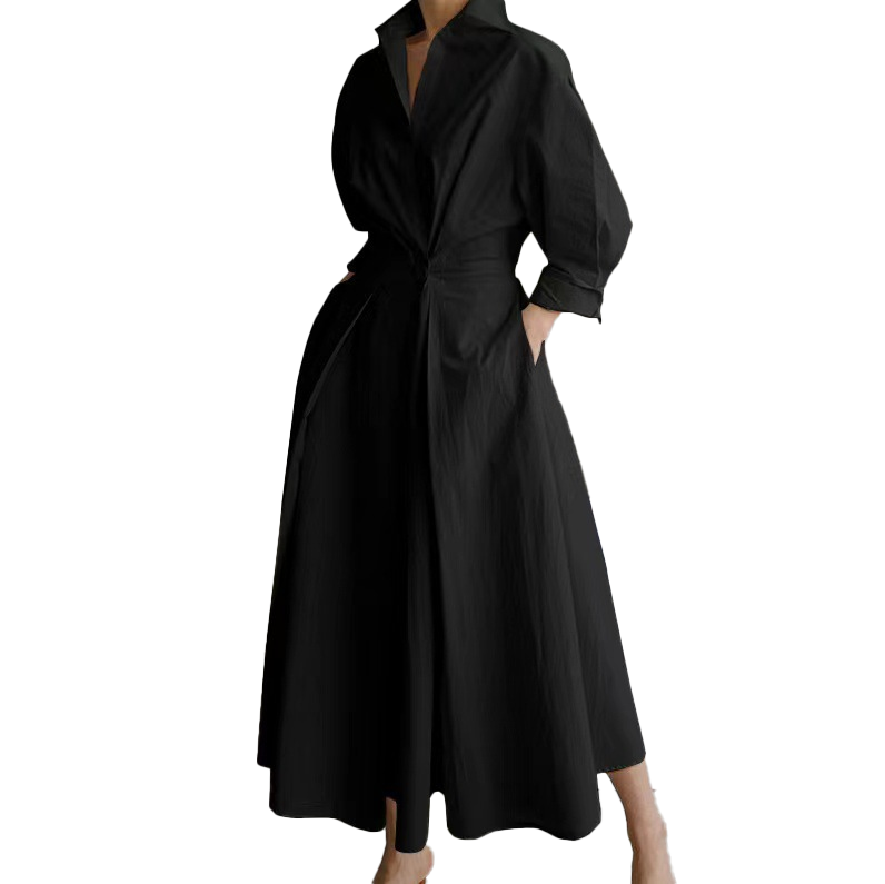 Vestido Largo Camisero Elegante con Cinturón