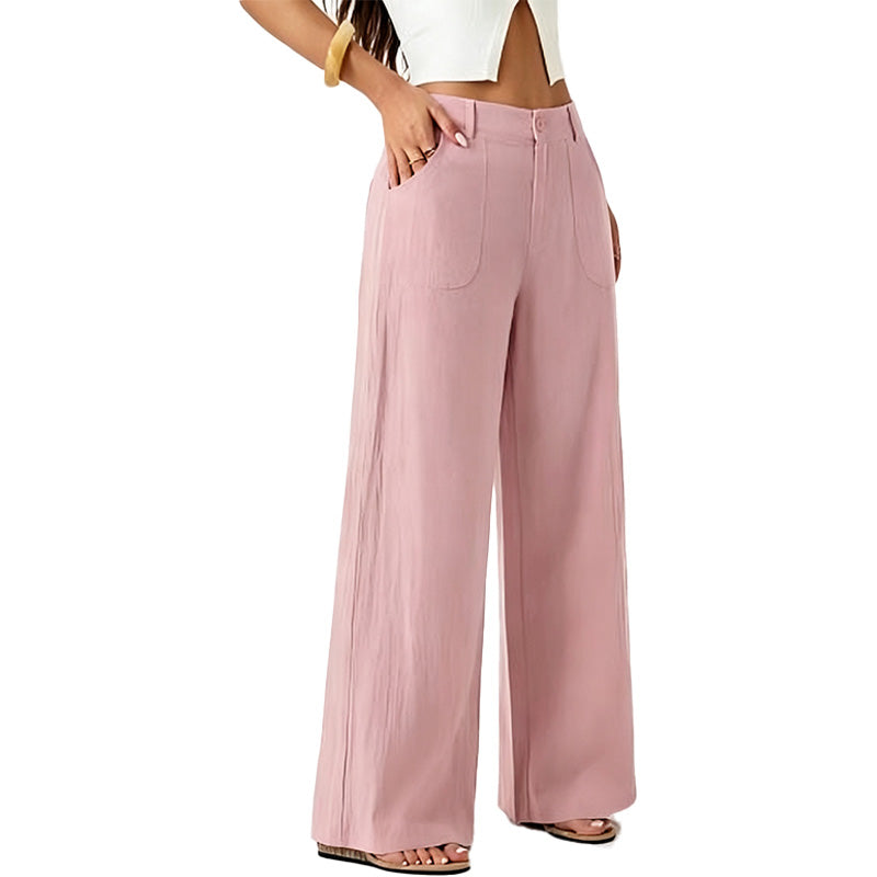 Pantalón Wide-Leg de Lino de Tiro Alto