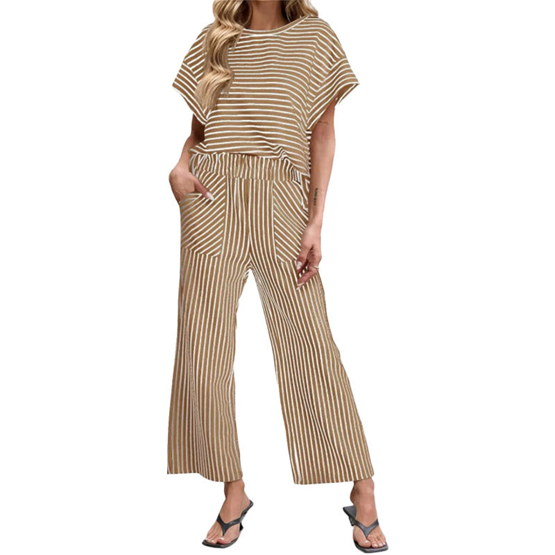 Conjunto de 2 Piezas de Rayas Estilo Lounge
