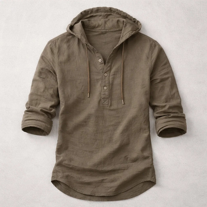 Drifter Linen Hoodie Shirt | Elvara House