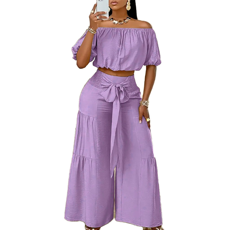 Conjunto Dos Piezas Hombros Descubiertos Wide-Leg