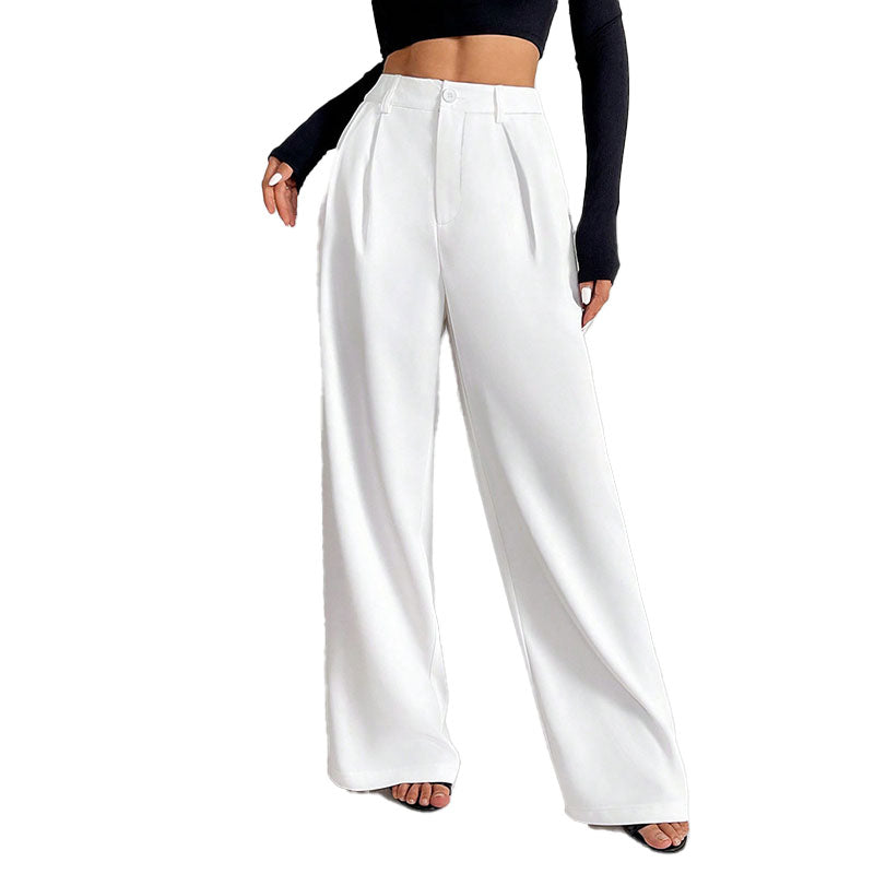 Pantalón Wide-Leg Plisado de Tiro Alto
