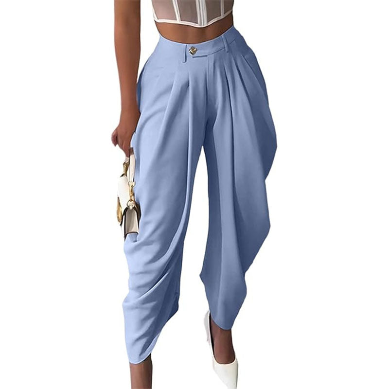 Pantalón Wide-Leg Plisado Tiro Alto Elegante