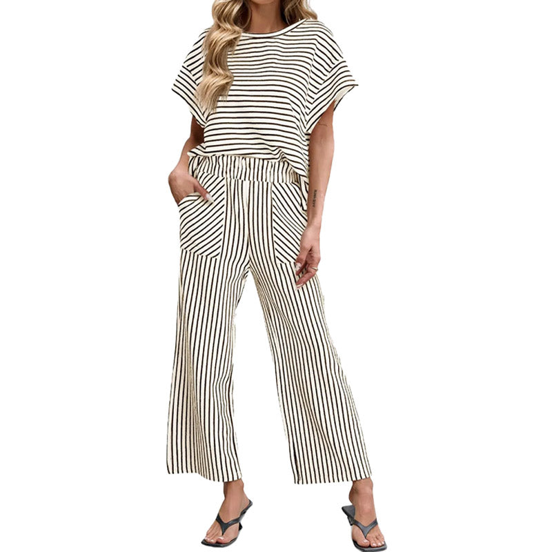 Conjunto de 2 Piezas de Rayas Estilo Lounge