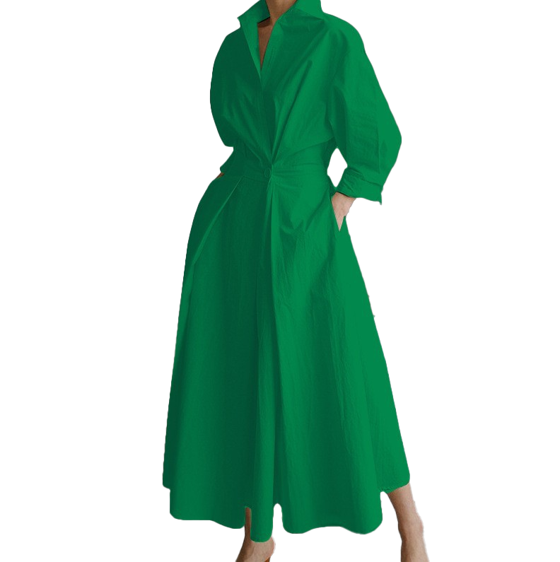 Vestido Largo Camisero Elegante con Cinturón