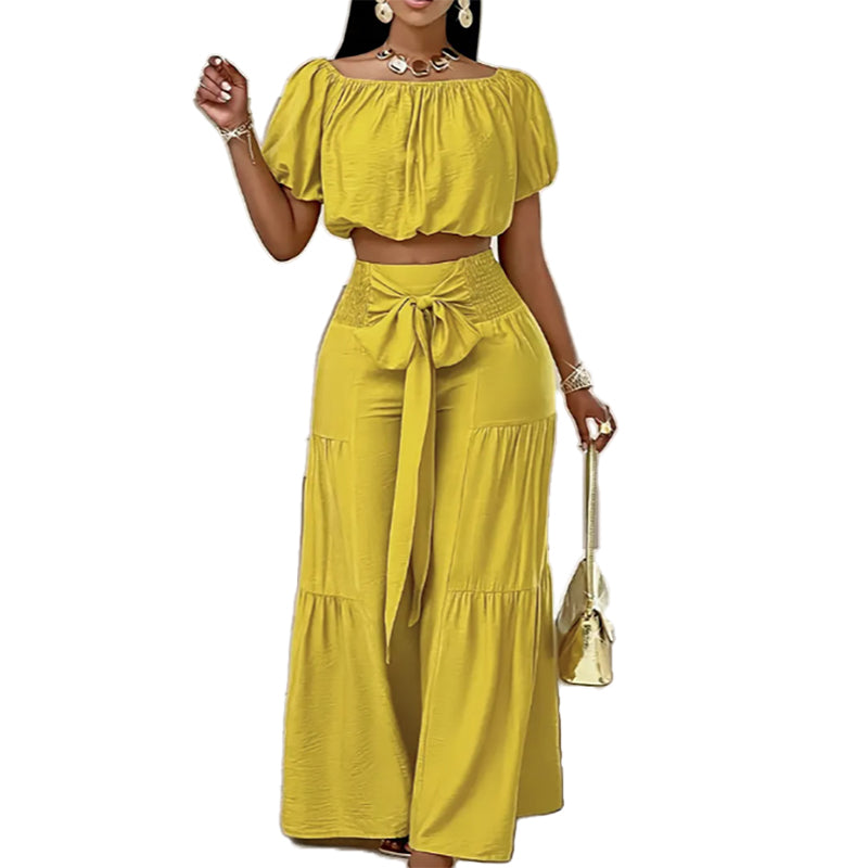 Conjunto Dos Piezas Hombros Descubiertos Wide-Leg