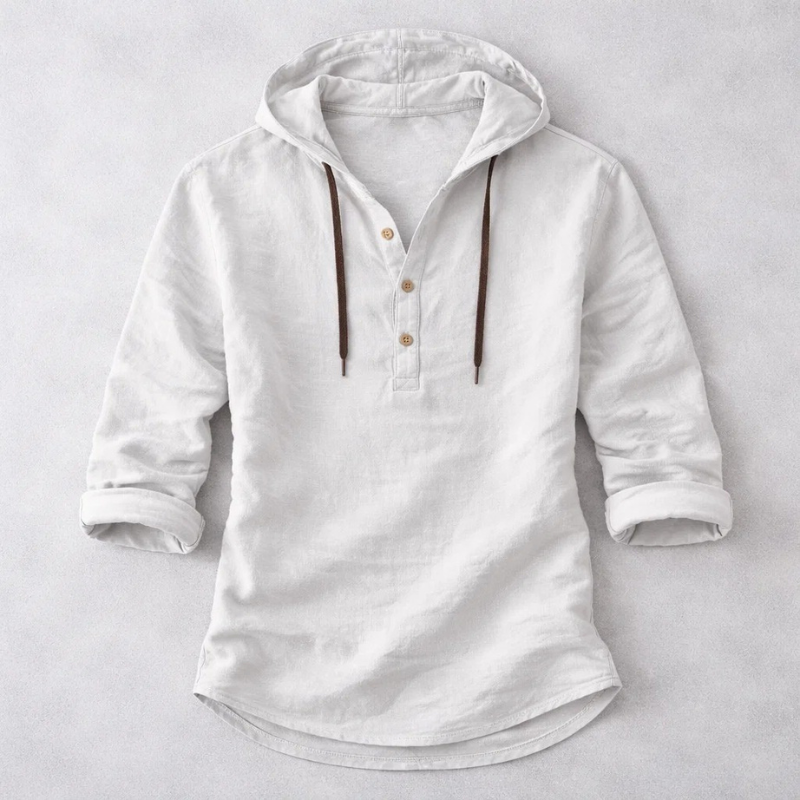 Drifter Linen Hoodie Shirt | Elvara House