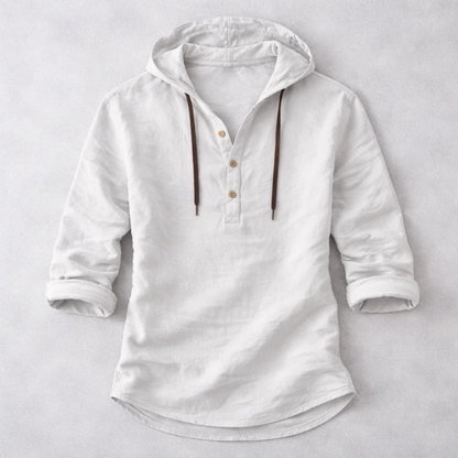 Drifter Linen Hoodie Shirt | Elvara House