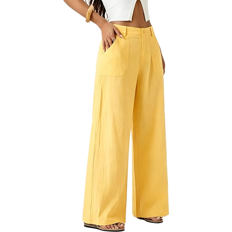 Pantalón Wide-Leg de Lino de Tiro Alto