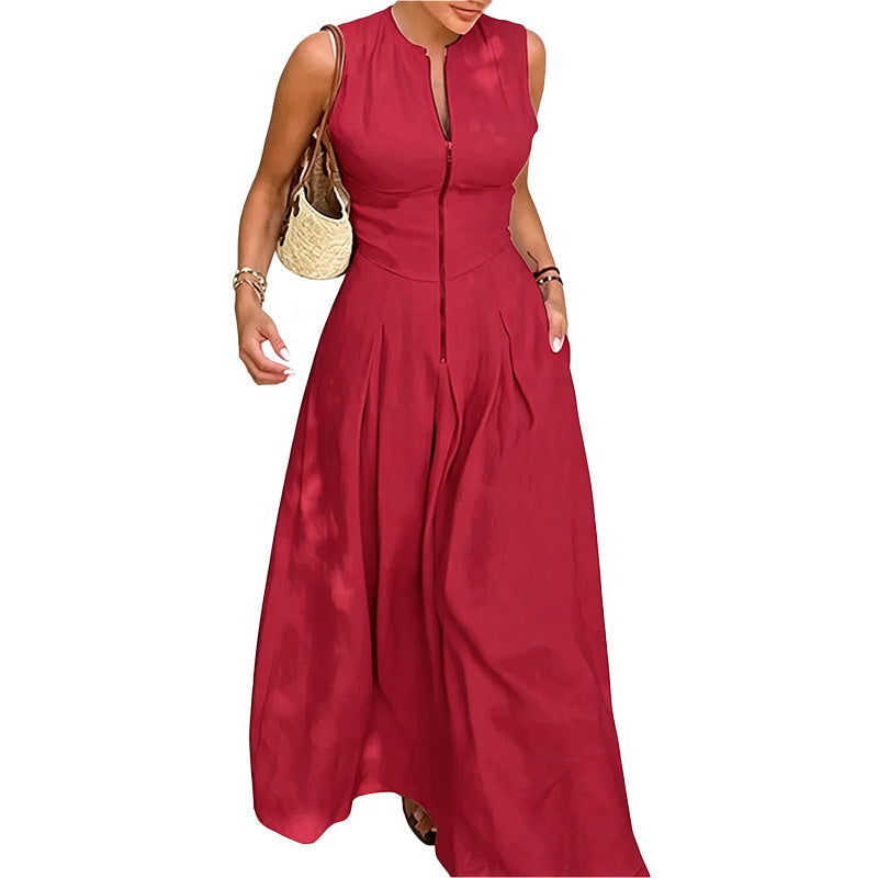 Vestido Largo con Cremallera Frontal