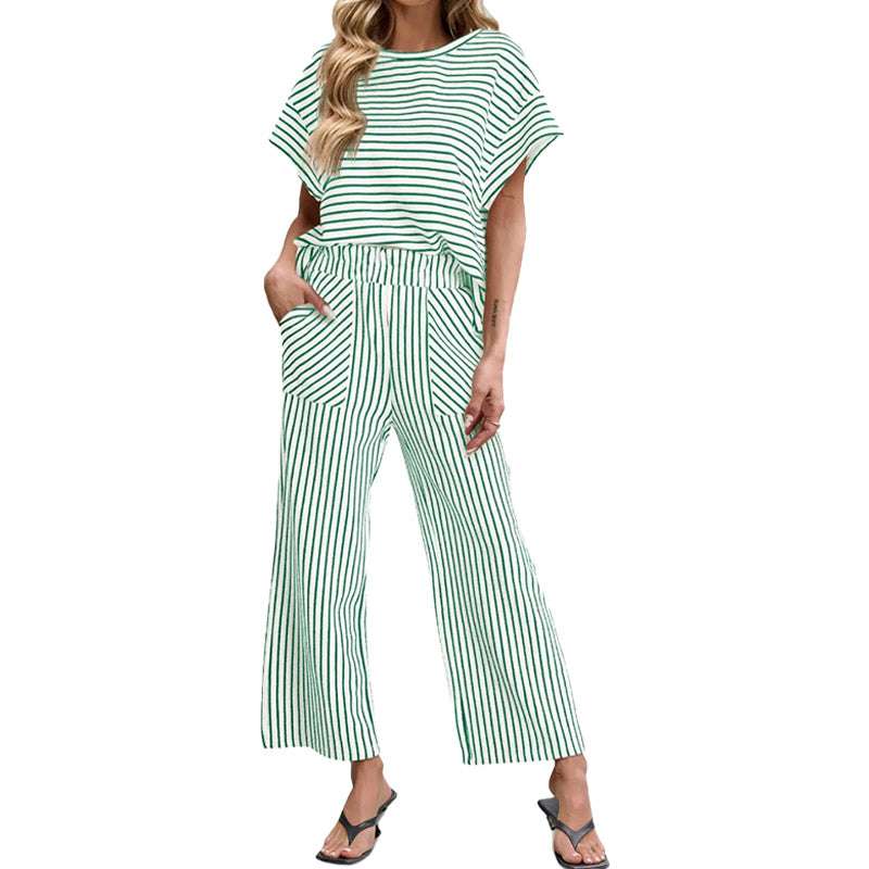Conjunto de 2 Piezas de Rayas Estilo Lounge