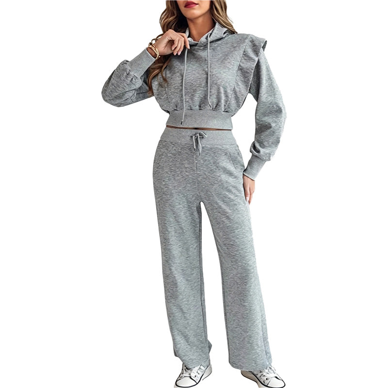 Conjunto Sudadera Cropped y Pantalón Lounge