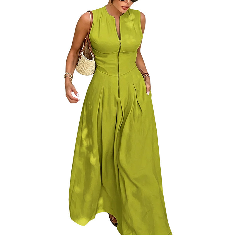 Vestido Largo con Cremallera Frontal