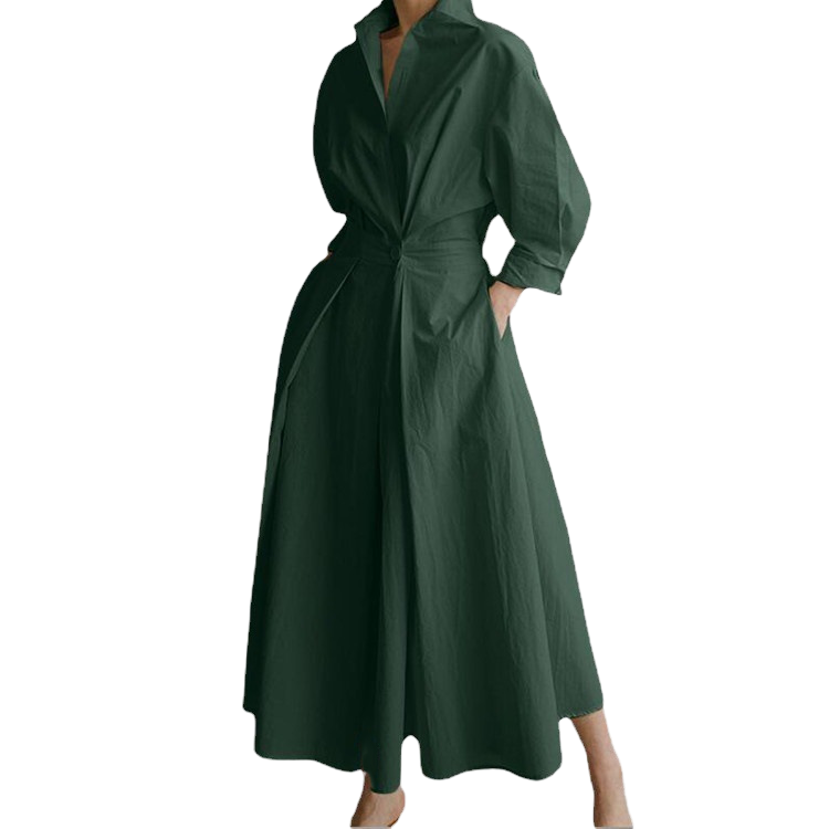 Vestido Largo Camisero Elegante con Cinturón