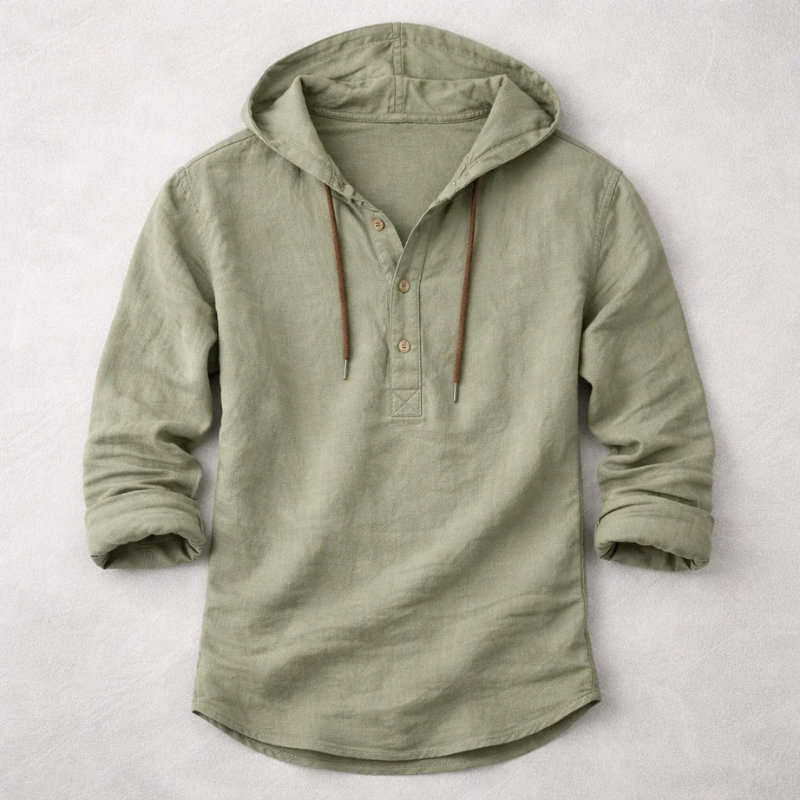Drifter Linen Hoodie Shirt | Elvara House