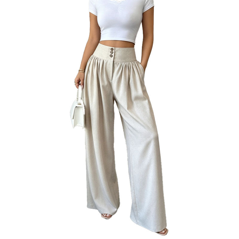 Pantalón Wide-Leg Plisado Tailored