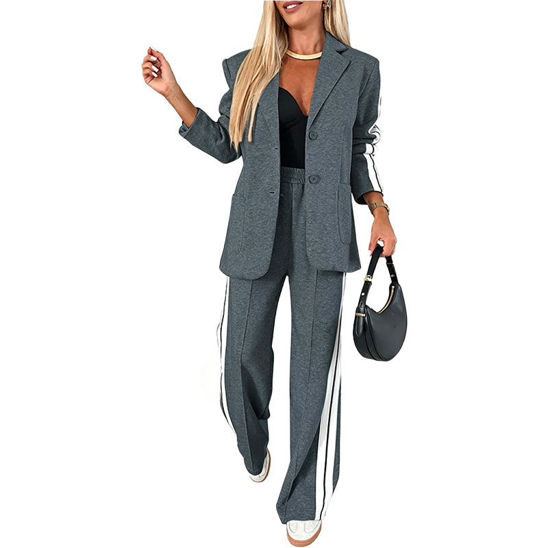 Conjunto Blazer con Rayas de Contraste