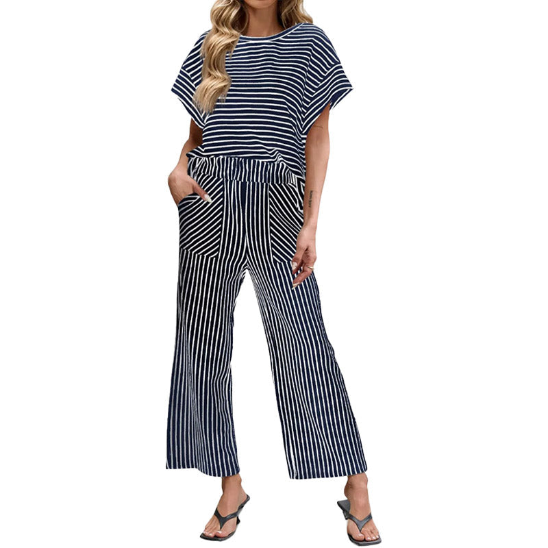 Conjunto de 2 Piezas de Rayas Estilo Lounge