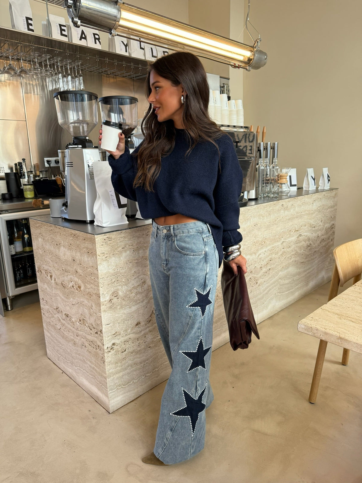 Stella | Vaqueros Wide-Leg de Tiro Alto con Estrella