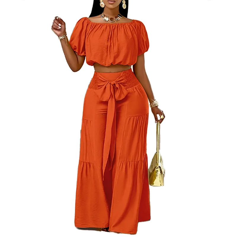 Conjunto Dos Piezas Hombros Descubiertos Wide-Leg