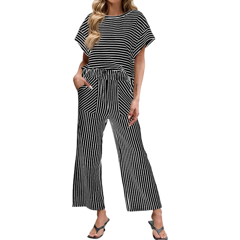 Conjunto de 2 Piezas de Rayas Estilo Lounge