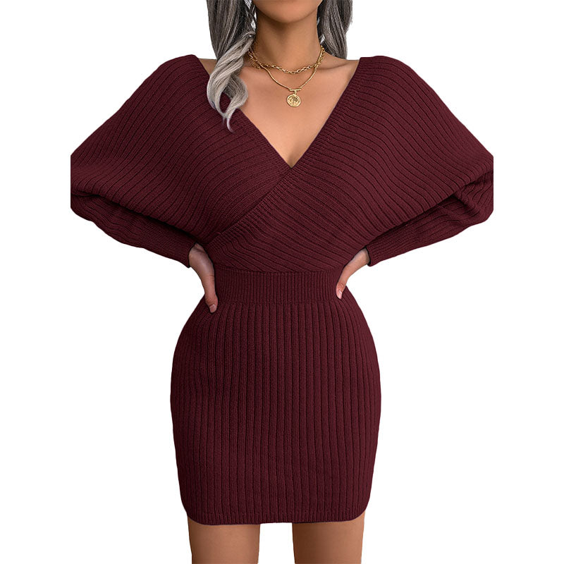 Vestido Corto de Punto Hombros Descubiertos