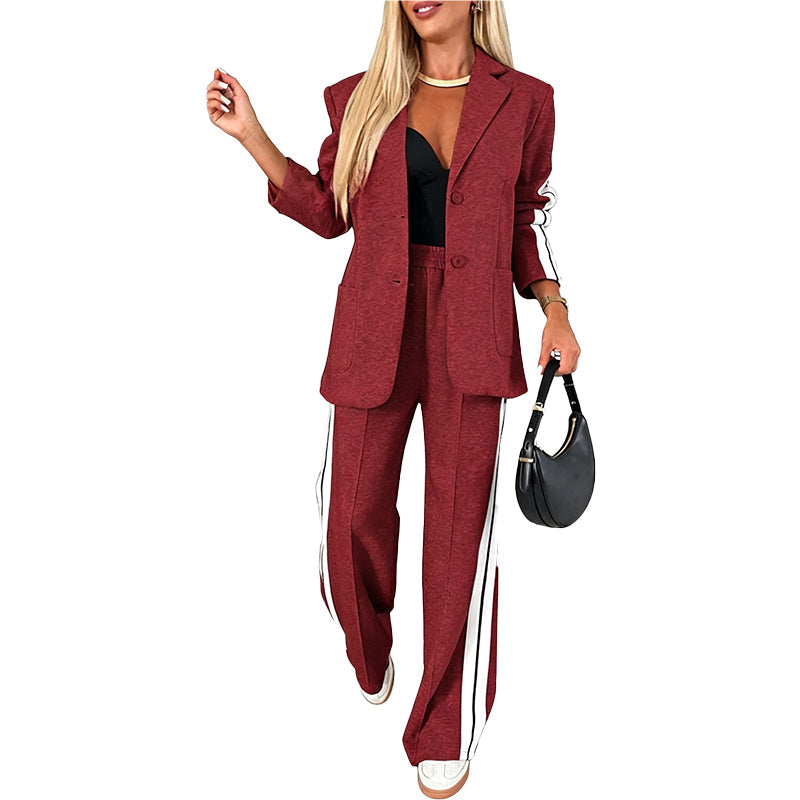 Conjunto Blazer con Rayas de Contraste