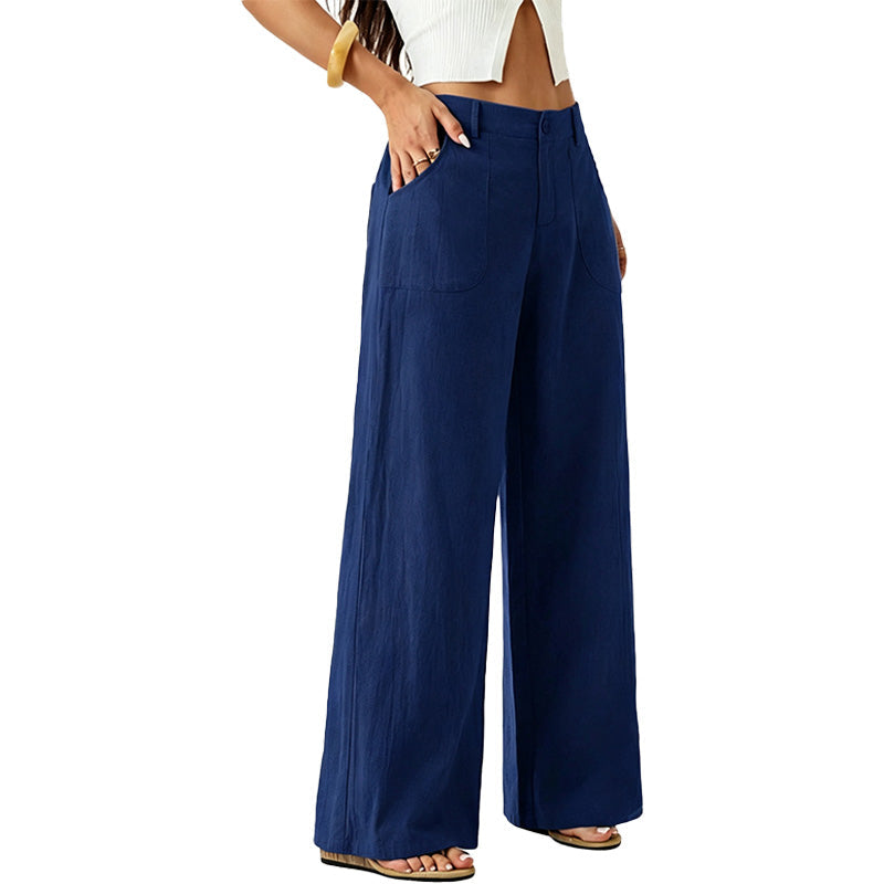 Pantalón Wide-Leg de Lino de Tiro Alto