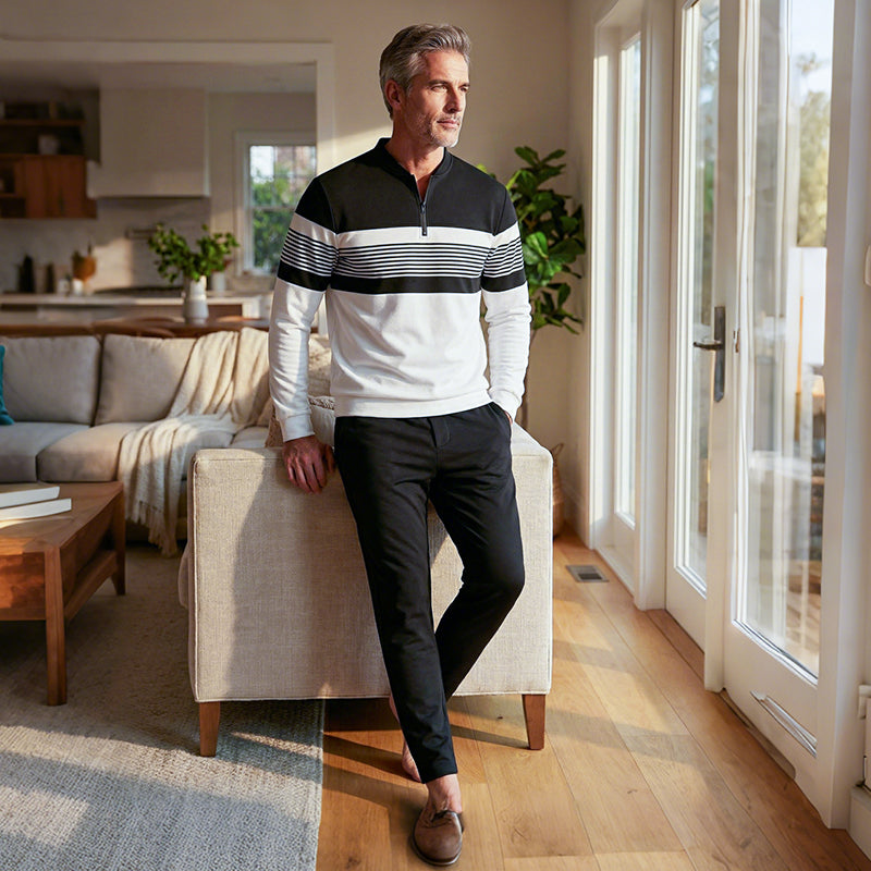 Timeless Zip-Neck Knit Sweater | Elvara House