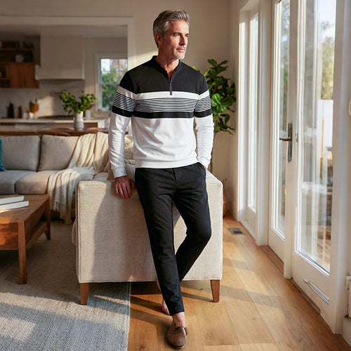 Timeless Zip-Neck Knit Sweater | Elvara House
