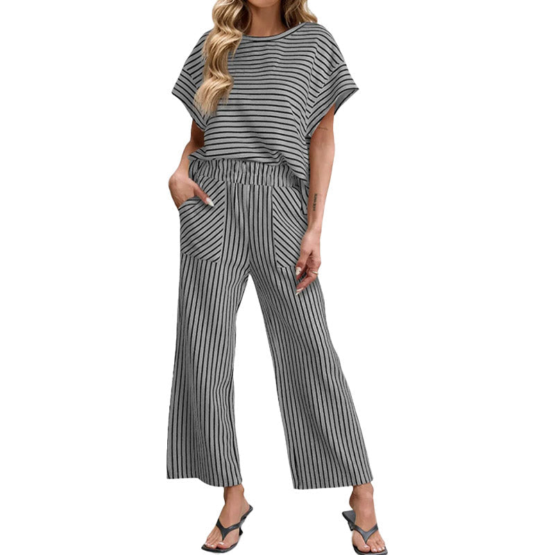Conjunto de 2 Piezas de Rayas Estilo Lounge