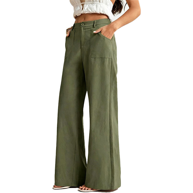 Pantalón Wide-Leg de Lino de Tiro Alto