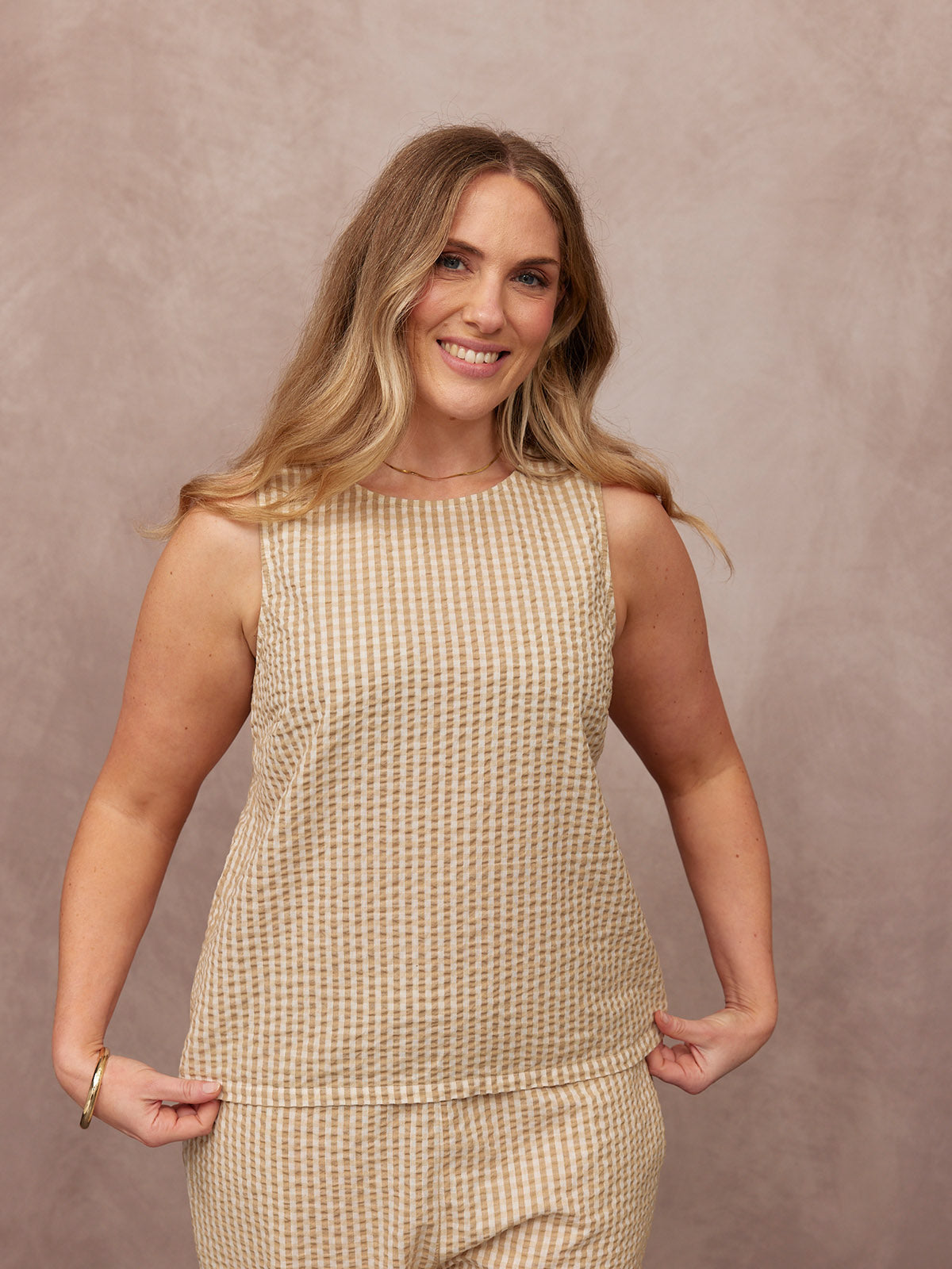 Tank Top & Trouser Bundle - Ruby & Rhianna - Brown Gingham