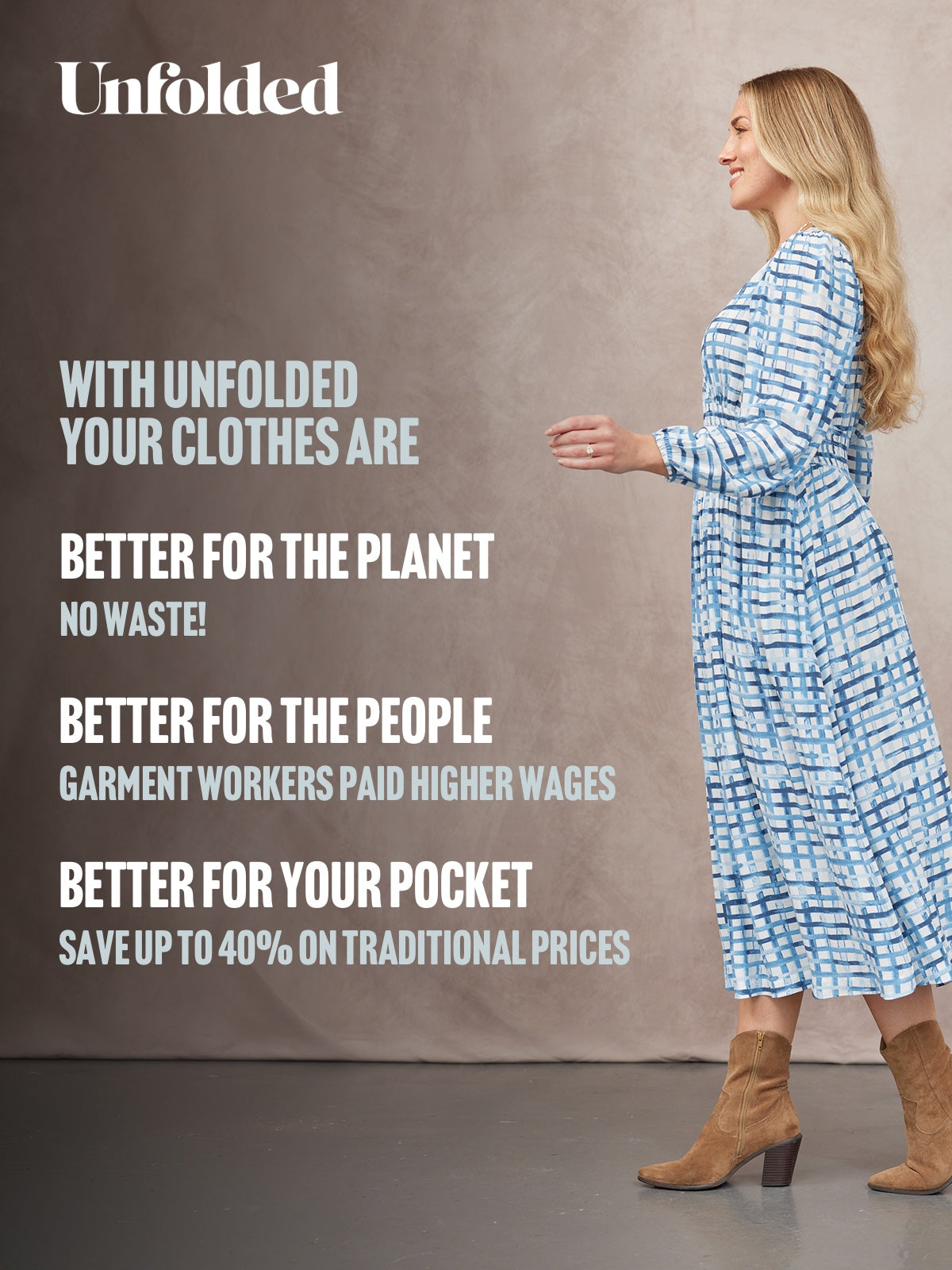 Maddie V-Neck Long Sleeve Dress - Geometric Blue & White Print