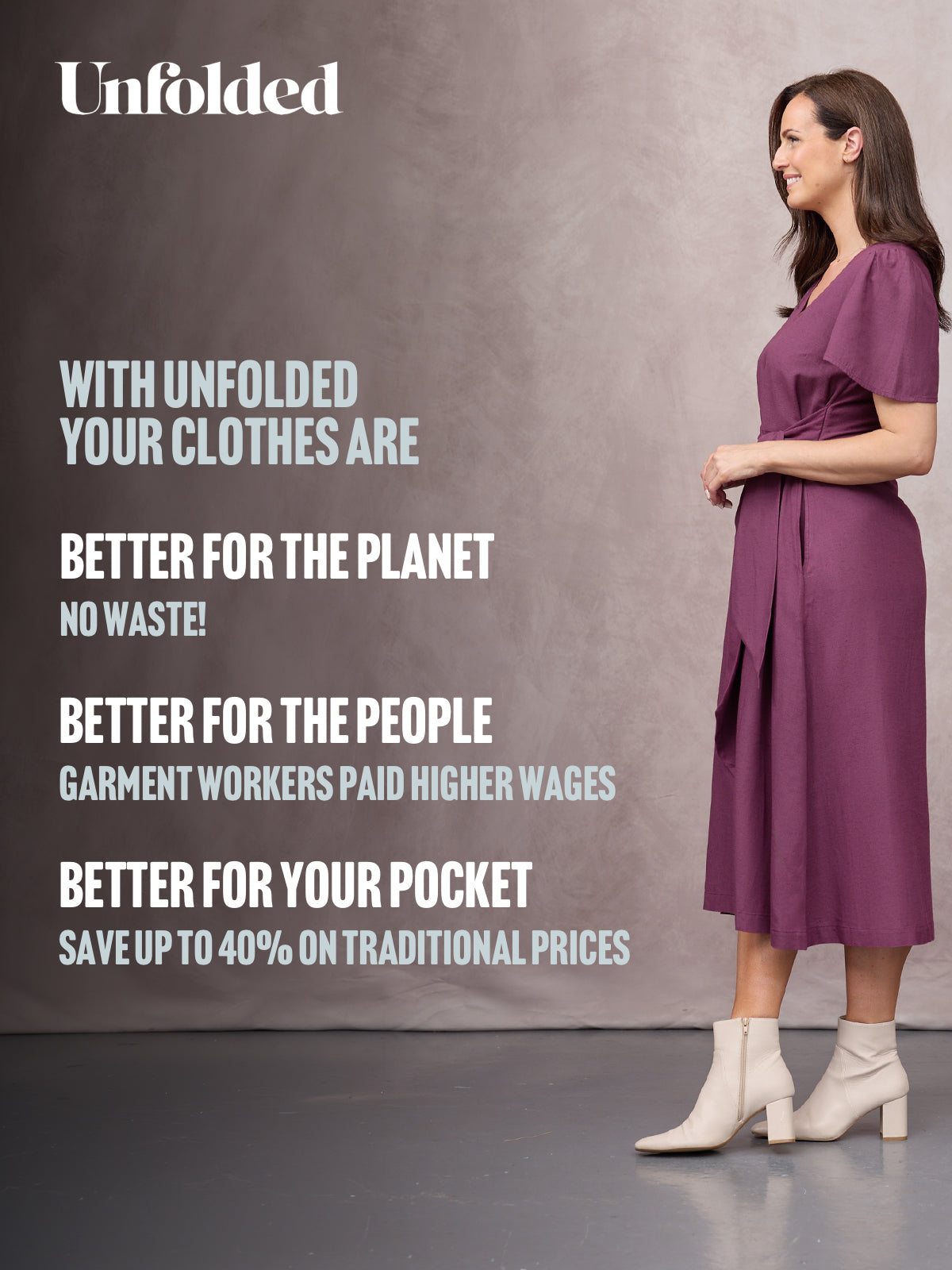 Ruth Angel Sleeve Tie Waist Dress - Plum