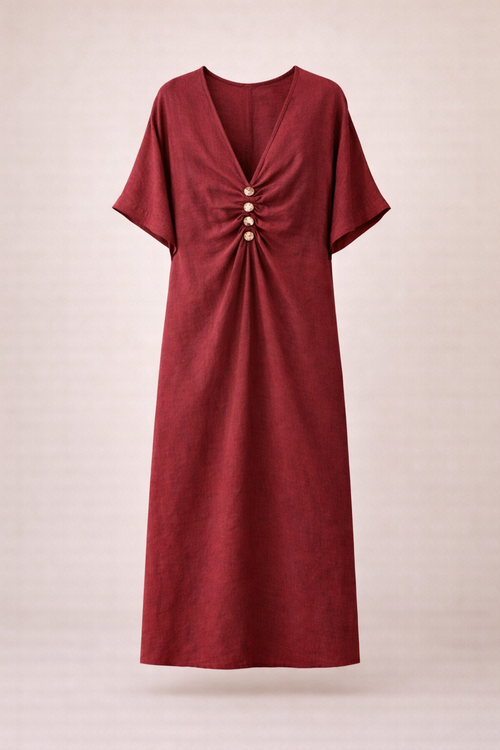Aura linen dress burgundy