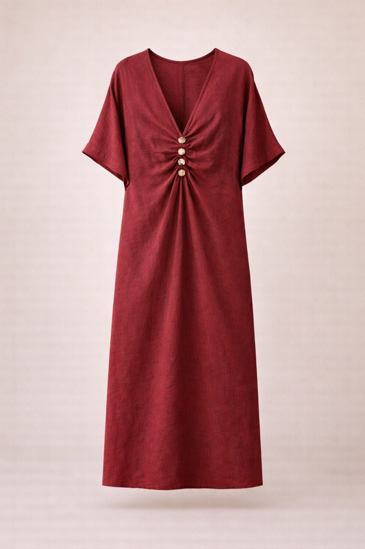 Aura linen dress burgundy