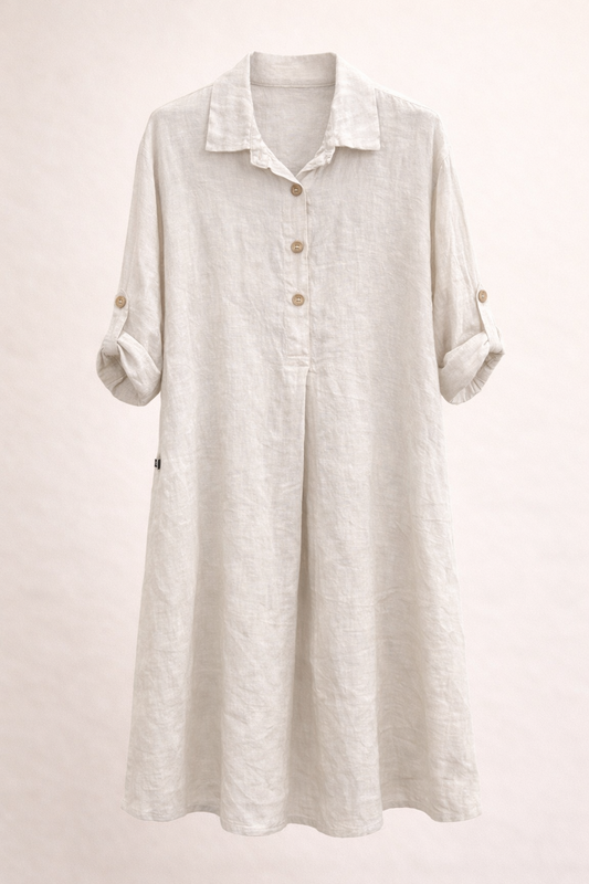 Bianca linen dress latte