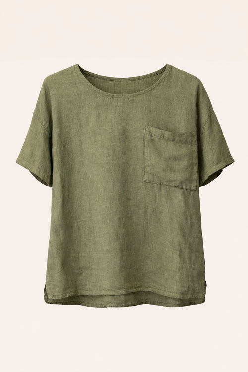 Emilia Linen Blouse military