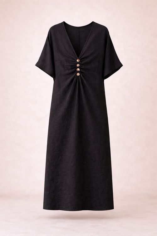 Aura linen dress black