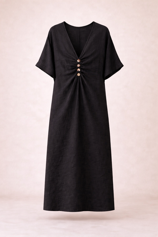Aura linen dress black