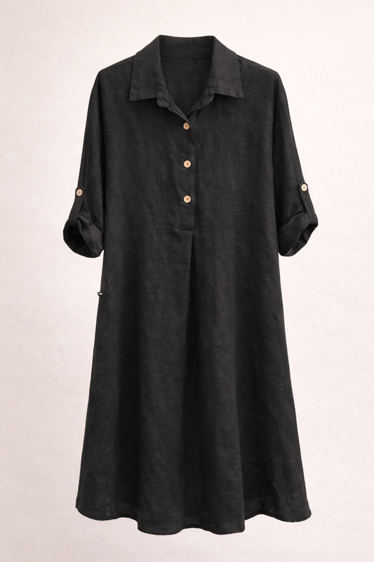 Bianca linen dress black