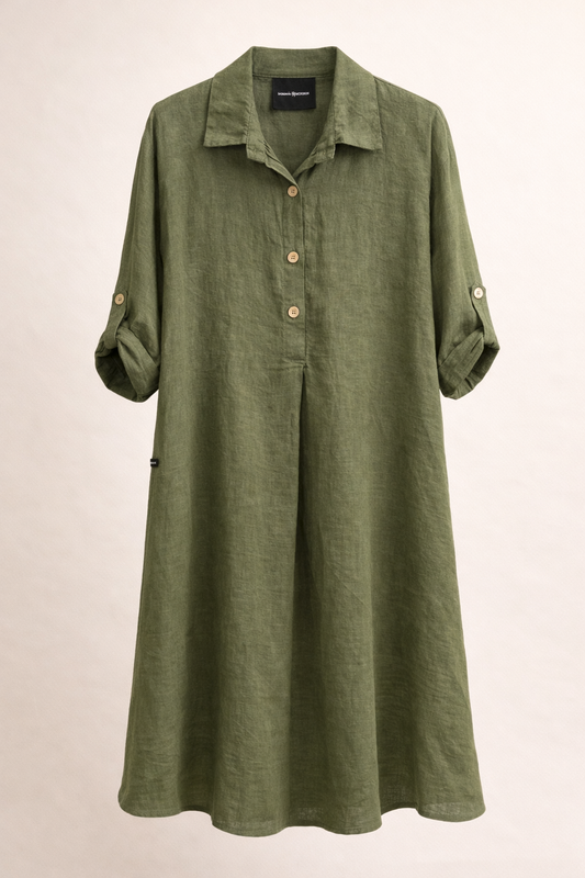 Bianca linen dress military