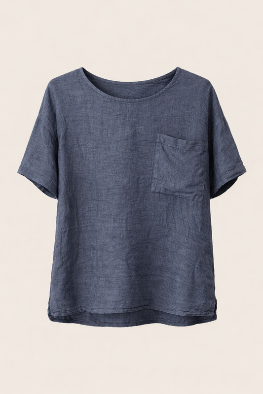 Emilia Linen Blouse navy