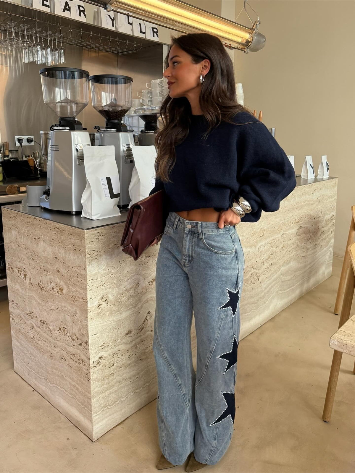 Stella | Vaqueros Wide-Leg de Tiro Alto con Estrella