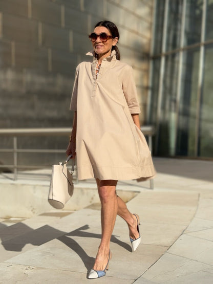 Dress Laetitia Beige | Elvara House