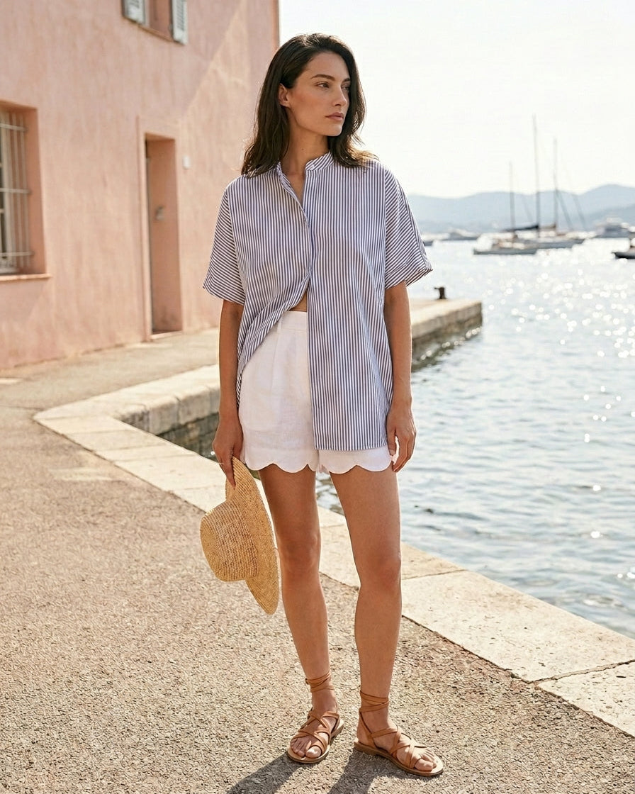Lena Shirt Blue and White Stripe