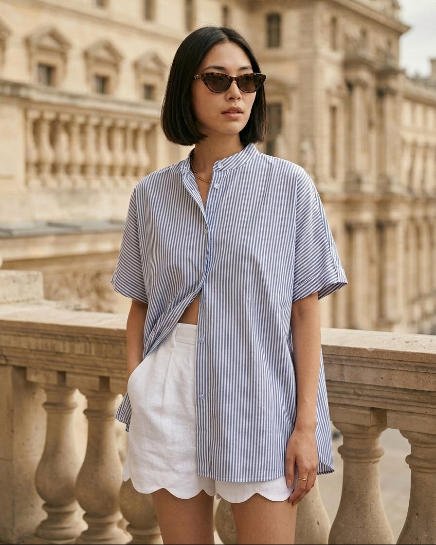 Lena Shirt Blue and White Stripe